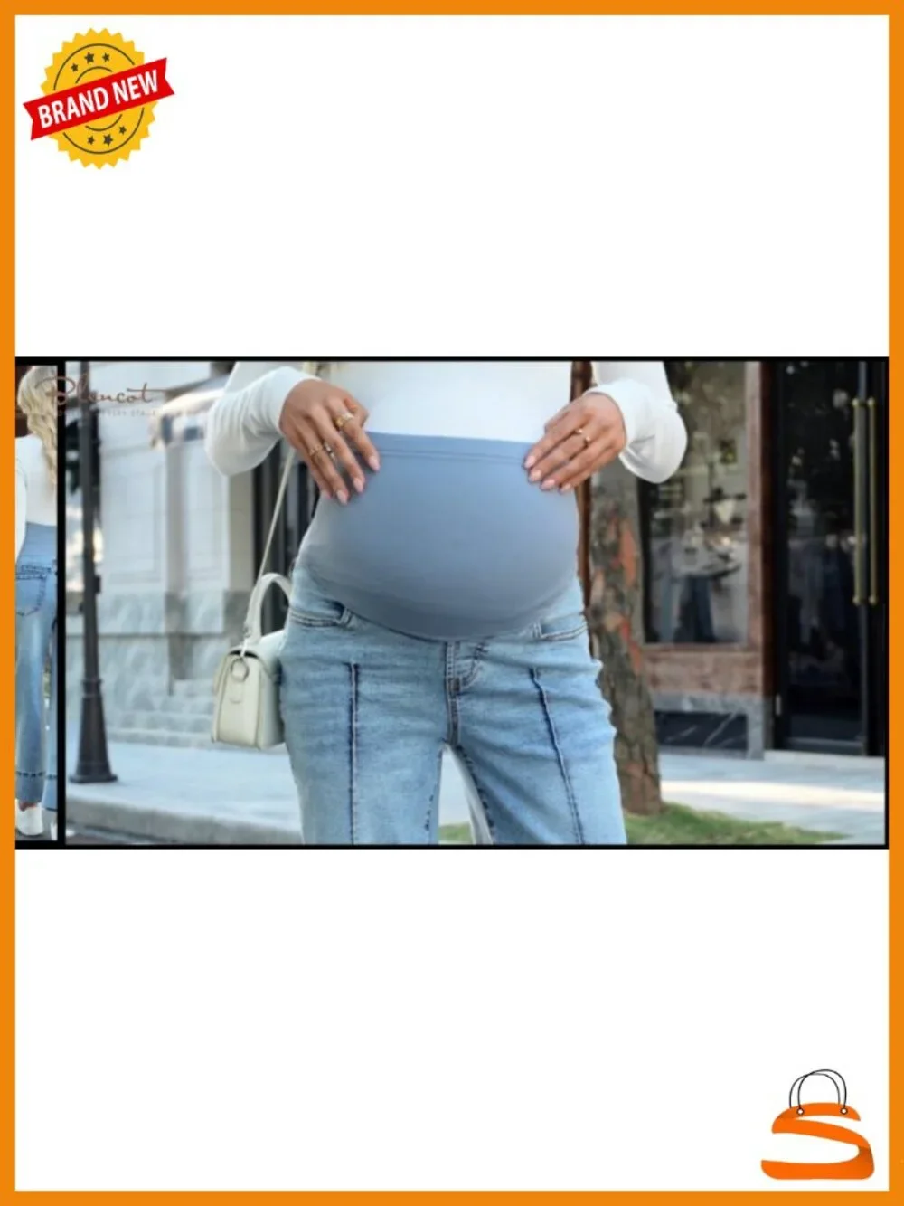 Maternity Straight Leg Jeans Over The Belly with Pockets